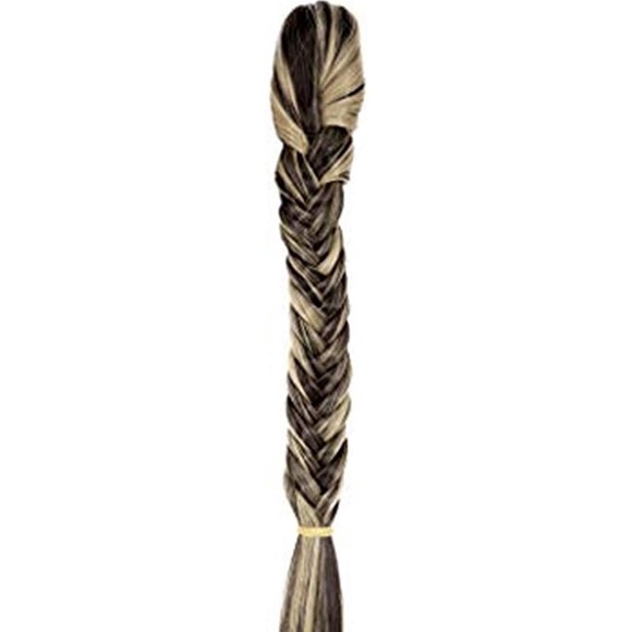 - 20” DARK BROWN&ASH BLONDE JAW CLIP FISHTAIL CLIP main image 5